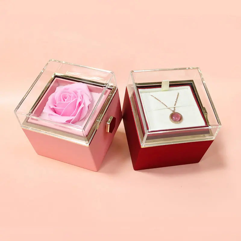 Rotating Soap Flower Rose Gift Box Creative Rotating Rose Jewelry Packaging Box Valentine's Day Gift For Women null