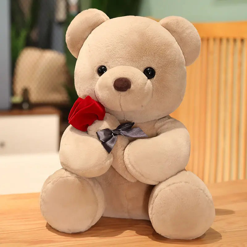 23-45cm New Lovely Hug Roses Teddy Bear Plush Pillow Stuffed Soft Animal Dolls Nice Birthday Gift Girlfriend Valentine's Day null