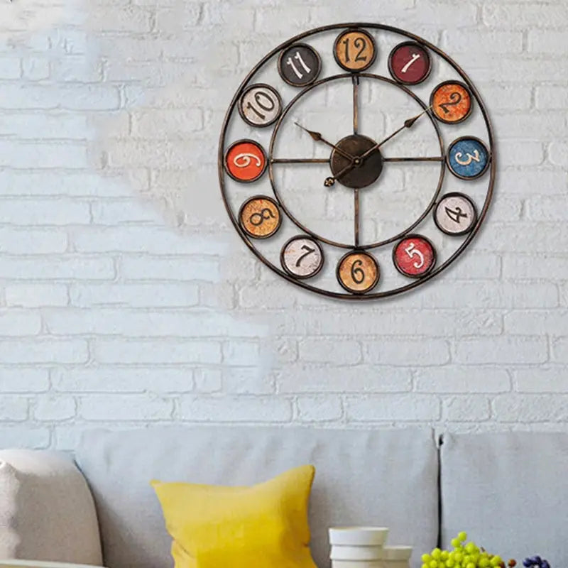 Creative Clocks Background Wall Simple Iron Retro Wall Clock null