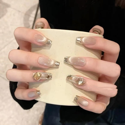 Temperament Cat Eye Champagne French Nails null Temperament Cat Eye Champagne French Nails Temperament Cat Eye Champagne French Nails