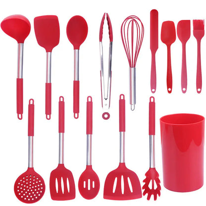 Stainless Steel Silicone Handle Kitchenware Set null