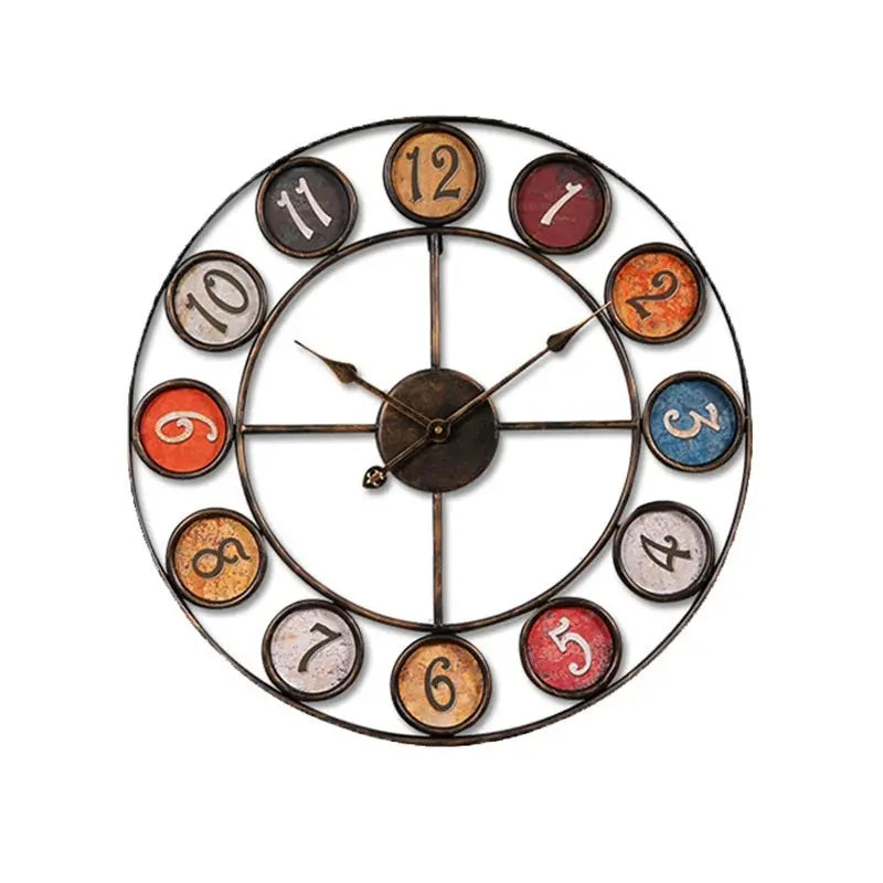 Creative Clocks Background Wall Simple Iron Retro Wall Clock null