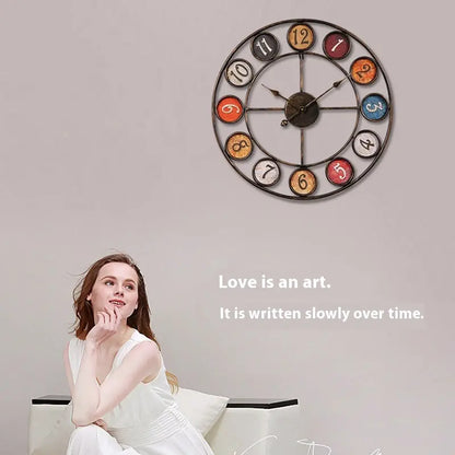 Creative Clocks Background Wall Simple Iron Retro Wall Clock null