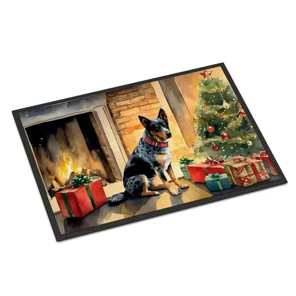 Australian Cattle Dog Cozy Christmas Doormat Front Door Mat Indoor Outdoor Rugs For Entryway, Non Slip Washable Low Pile, 24H X 36W null