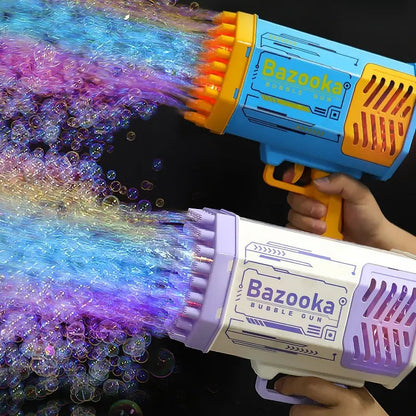 Bubble Gun Rocket 69 Holes Soap Bubbles Machine Gun Shape Automatic Blower With Light Toys For Kids Pomperos null