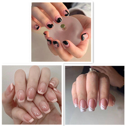 Oblique French Simple Wearing Manicure Finished Fake Nails null Oblique French Simple Wearing Manicure Finished Fake Nails Oblique French Simple Wearing Manicure Finished Fake Nails