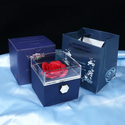 Rotating Soap Flower Rose Gift Box Creative Rotating Rose Jewelry Packaging Box Valentine's Day Gift For Women null