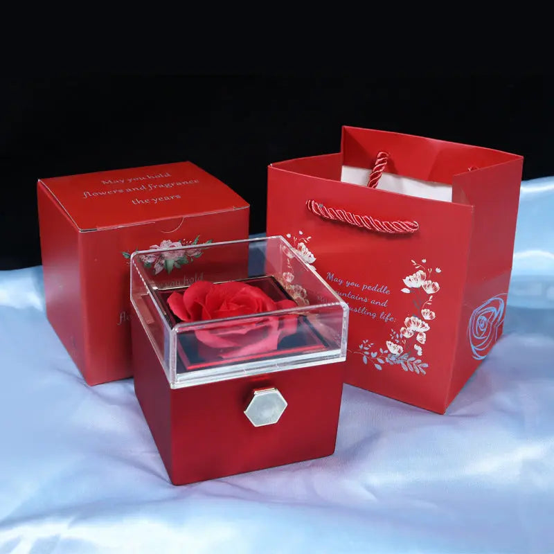 Rotating Soap Flower Rose Gift Box Creative Rotating Rose Jewelry Packaging Box Valentine's Day Gift For Women null