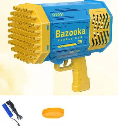 Bubble Gun Rocket 69 Holes Soap Bubbles Machine Gun Shape Automatic Blower With Light Toys For Kids Pomperos null