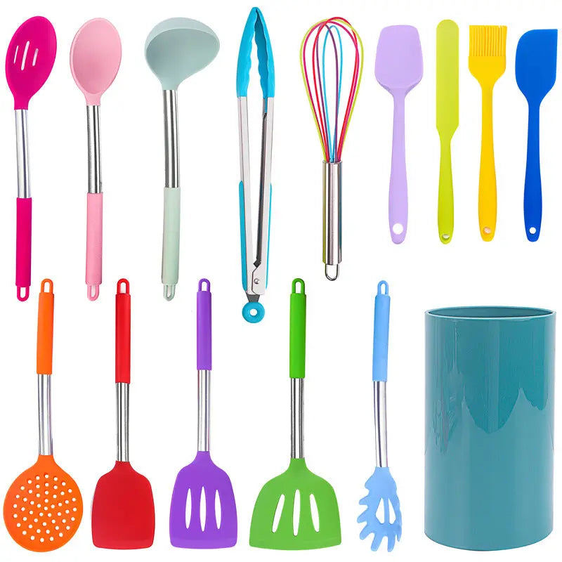 Stainless Steel Silicone Handle Kitchenware Set null