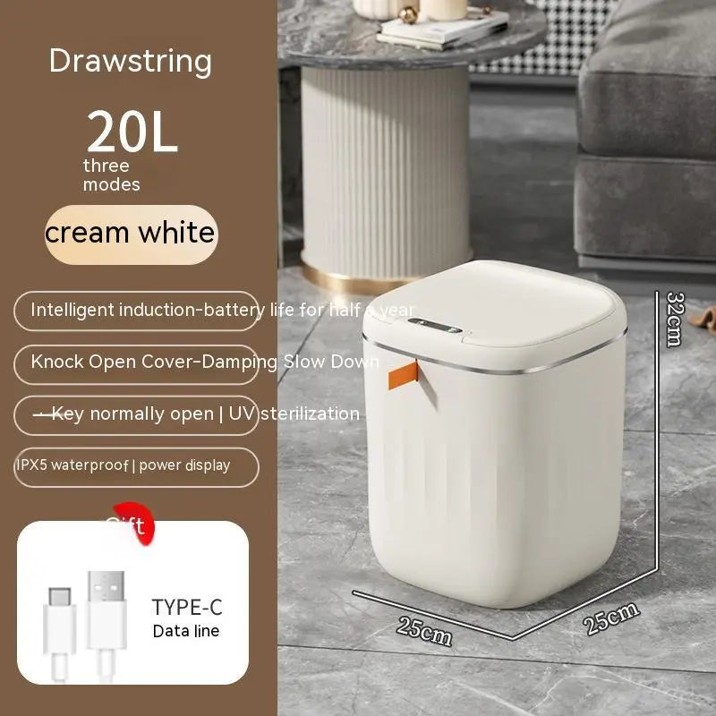 Smart Trash Can With Lid For Bedroom And Living Room Kitchen Storage Box Trash Can Induction Small Car Box Automatic Smart Dustbin Smart Trash Bin null