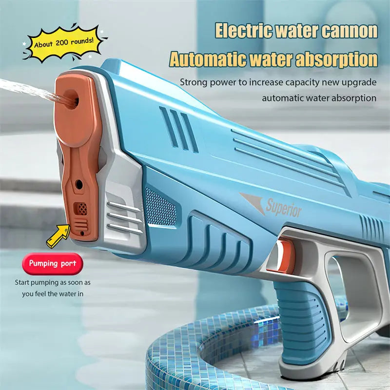 Summer Full Automatic Electric Water Gun Toy Induction Water Absorbing High-Tech Burst Water Gun Beach Outdoor Water Fight Toys null