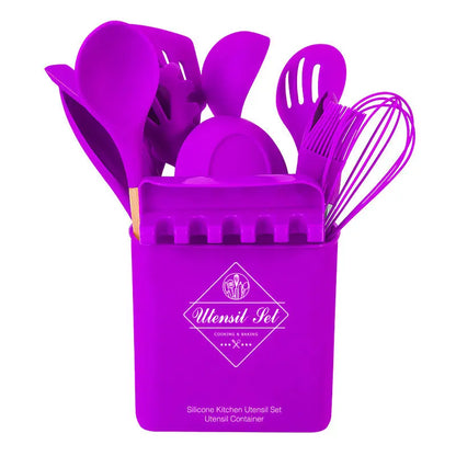 14-piece Silicone Kitchenware With Wooden Handle null