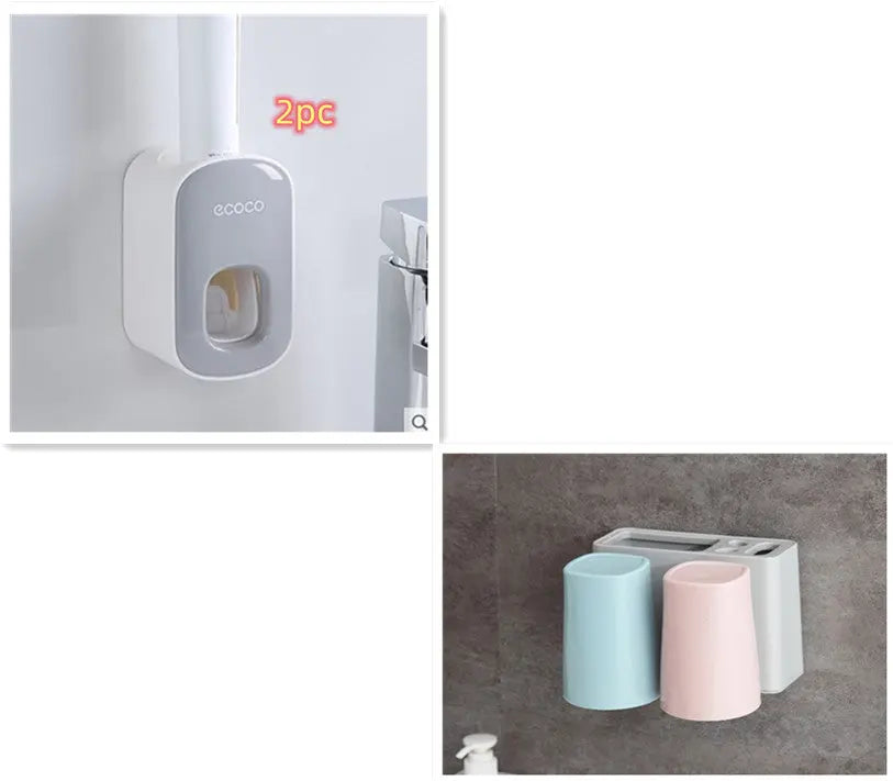 Wall Mounted Automatic Toothpaste Holder Bathroom Accessories Set Dispenser null