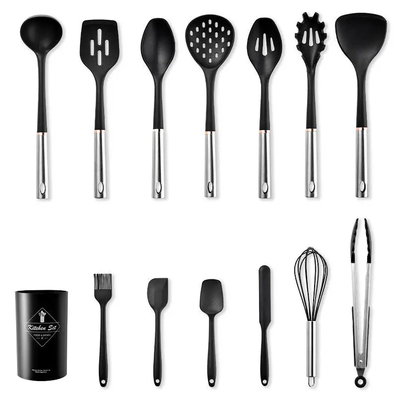 14-Piece Silicone Kitchenware With Stainless Steel Handle null