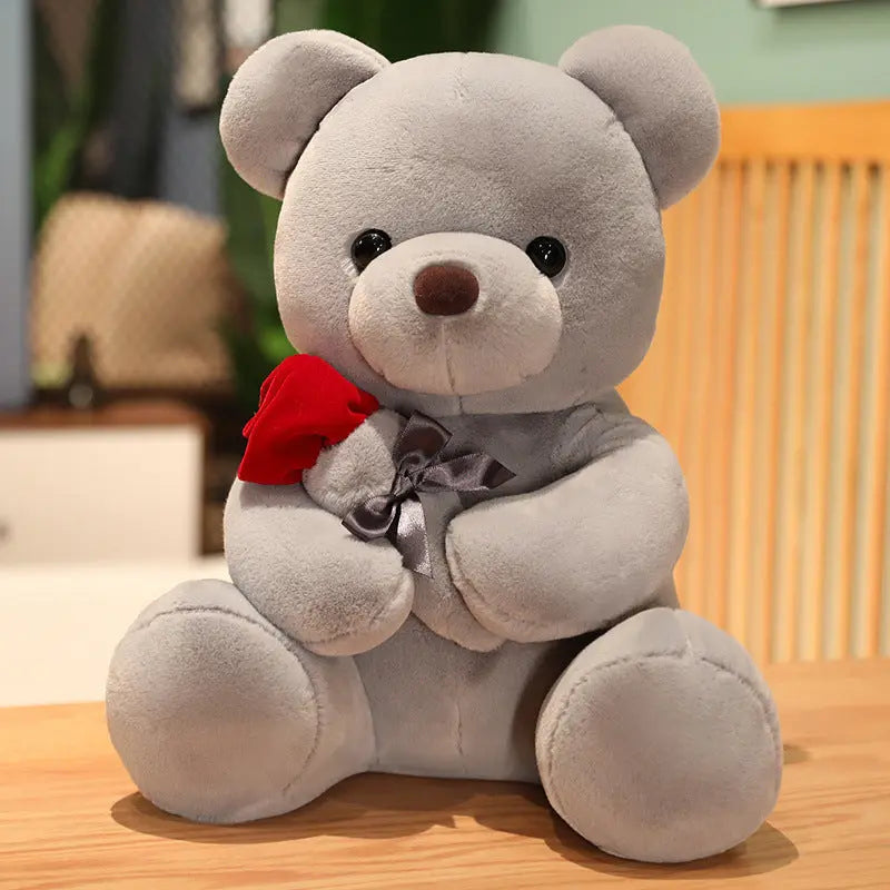 23-45cm New Lovely Hug Roses Teddy Bear Plush Pillow Stuffed Soft Animal Dolls Nice Birthday Gift Girlfriend Valentine's Day null