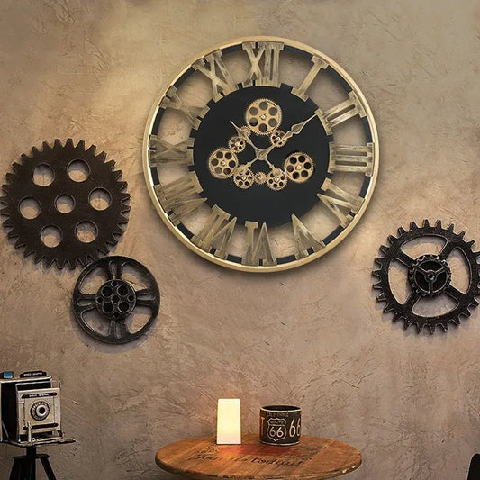 American Retro Decoration Creative Mechanical Style Decorative Clocks null