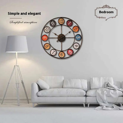 Creative Clocks Background Wall Simple Iron Retro Wall Clock null