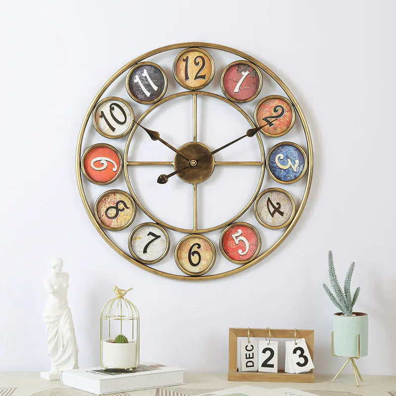 Vintage Digital Clocks And Watches, Iron Art Circular Creativity null