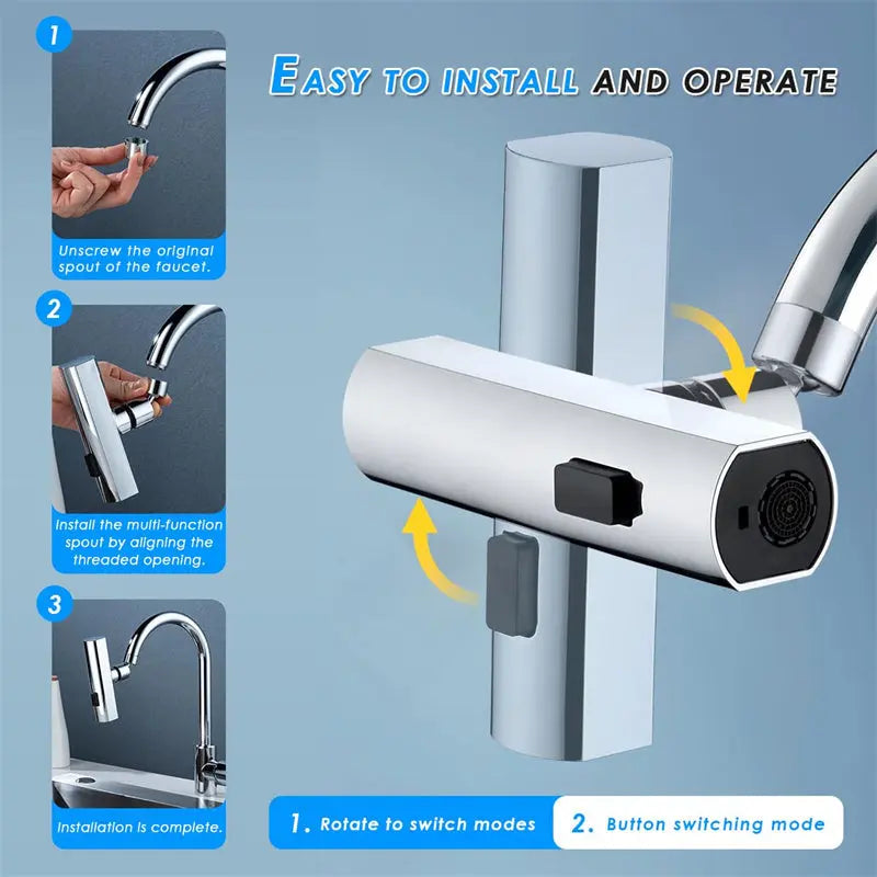 Kitchen Faucet Waterfall Outlet Splash Proof Universal Rotating Bubbler Multifunctional Water Nozzle Extension Kitchen Gadgets null