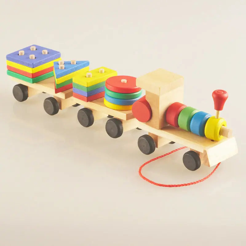 Wooden Train Three-section Tractor Toy Children's Intelligence Puzzle Toys Educational Toys null