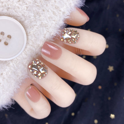 Champagne Gold Full Diamond Manicure Patches Wearing Fake Nails Finished null Champagne Gold Full Diamond Manicure Patches Wearing Fake Nails Finished Champagne Gold Full Diamond Manicure Patches Wearing Fake Nails Finished