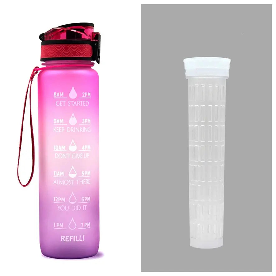 1L Tritan Water Bottle With Time Marker Bounce Cover Motivational Water Bottle Cycling Leakproof Cup For Sports Fitness Bottles null