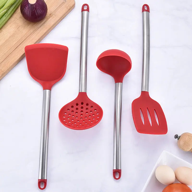 Silicone Kitchenware Set With Stainless Steel Tube Handle null