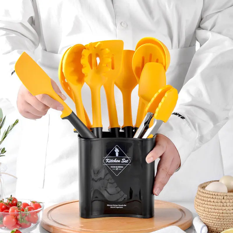 Black And Yellow Stitching Silicone Kitchenware Set null