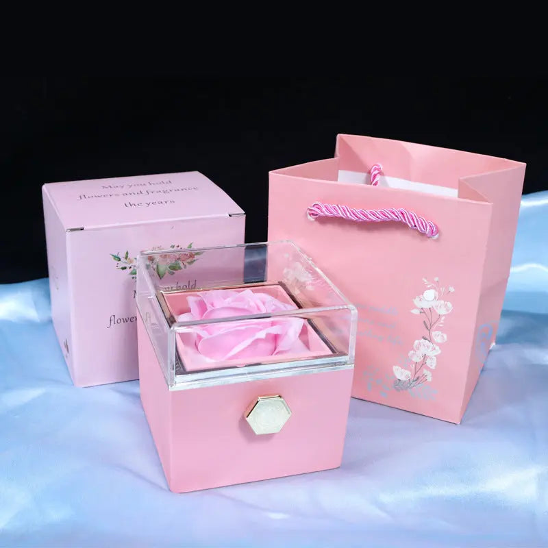 Rotating Soap Flower Rose Gift Box Creative Rotating Rose Jewelry Packaging Box Valentine's Day Gift For Women null