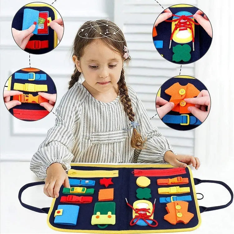 New Busy Book Children's Busy Board Dressing And Buttoning Learning Baby Early Education Preschool Sensory Learning Toy null