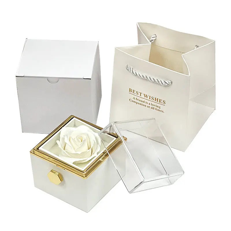 Rotating Soap Flower Rose Gift Box Creative Rotating Rose Jewelry Packaging Box Valentine's Day Gift For Women null