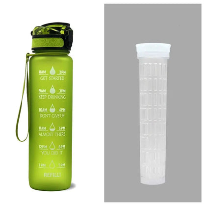 1L Tritan Water Bottle With Time Marker Bounce Cover Motivational Water Bottle Cycling Leakproof Cup For Sports Fitness Bottles null