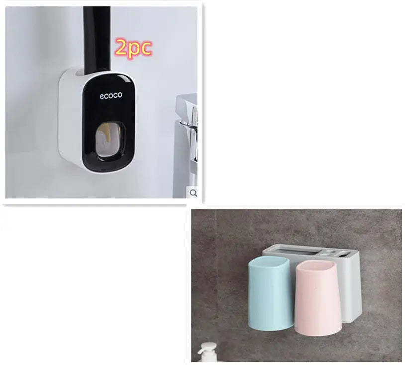 Wall Mounted Automatic Toothpaste Holder Bathroom Accessories Set Dispenser null