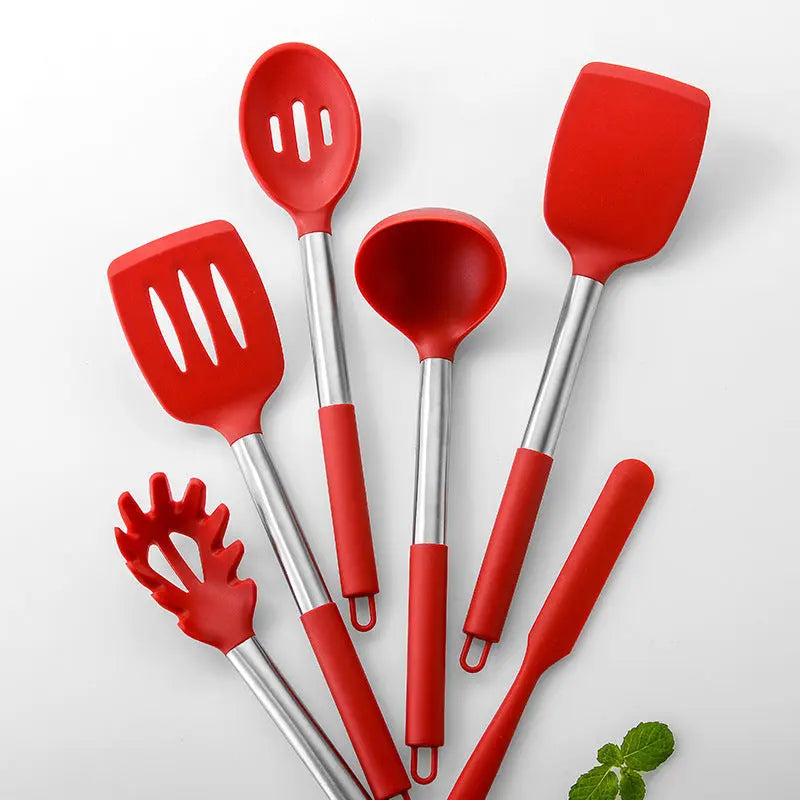 Silicone Kitchenware Set With Stainless Steel Tube Handle null