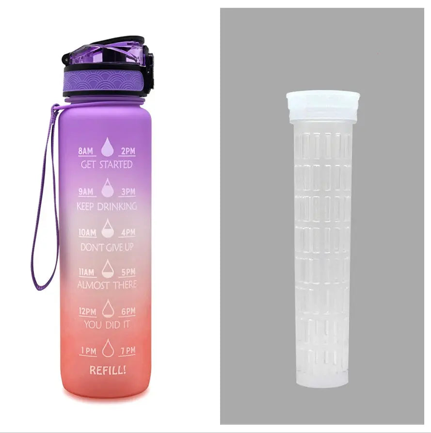 1L Tritan Water Bottle With Time Marker Bounce Cover Motivational Water Bottle Cycling Leakproof Cup For Sports Fitness Bottles null