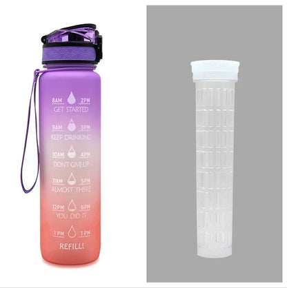 1L Tritan Water Bottle With Time Marker Bounce Cover Motivational Water Bottle Cycling Leakproof Cup For Sports Fitness Bottles null