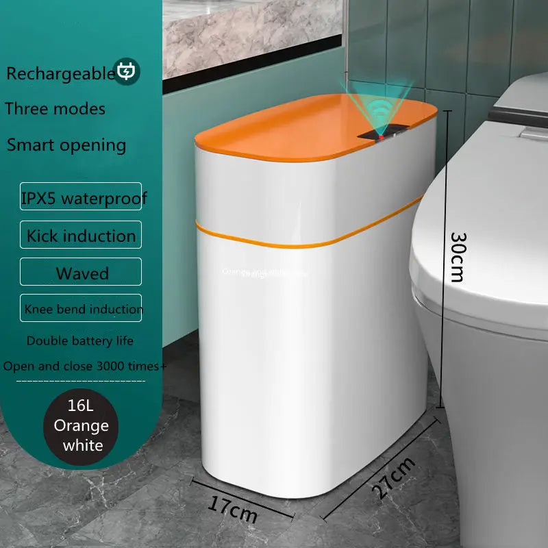 Smart Trash Can With Lid For Bedroom And Living Room Kitchen Storage Box Trash Can Induction Small Car Box Automatic Smart Dustbin Smart Trash Bin null